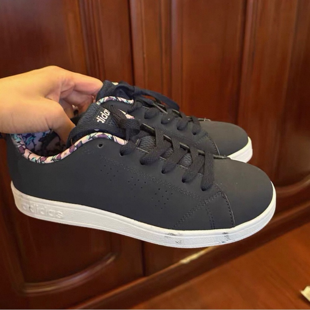 Adidas Kids Black Sneakers with White Soles